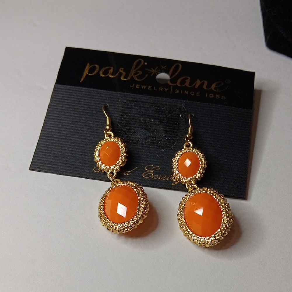 Park Lane Gold and Vibrant Orange Earrings